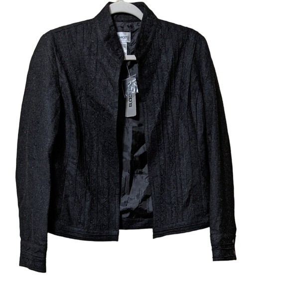 chicos stitch design corbin embroidered charcoal wool blend jacket blazer 1/S - Picture 10 of 10